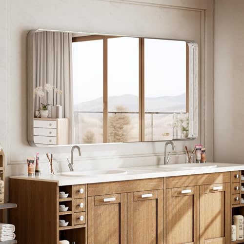 VooBang Bathroom Mirror 30"x48", Silver Gorgeous Deep Frame Wall Mirror