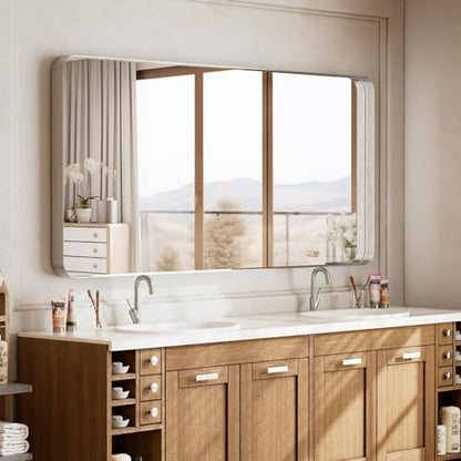 VooBang Bathroom Mirror 30"x48", Silver Gorgeous Deep Frame Wall Mirror