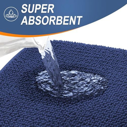 OLANLY Memory Foam Bathroom Runner Rugs 44x24, Long Mats, Twilight Sapphire