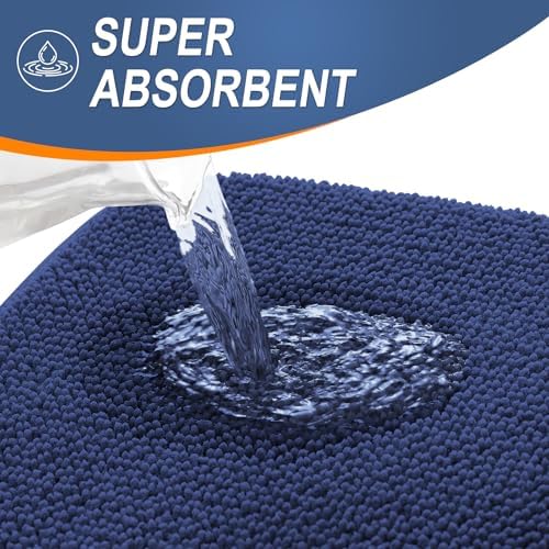 OLANLY Thick Memory Foam Small Bathroom Rugs Mats 24x16, Twilight Sapphire