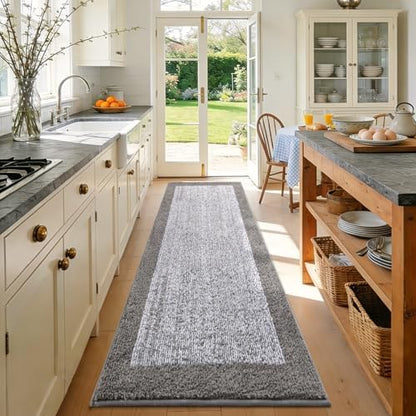 48x24 Bathroom Rugs Non Slip Washable, Soft Absorbent Bath Mat Light Grey
