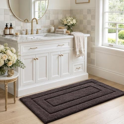 DEXI Bathroom Rugs 32x20, Non-Slip and Absorbent Bath Mat, Brown