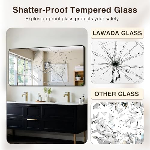 Vanity Bathroom Mirror, 30”x60” Black Bathroom Mirror for Over Sink