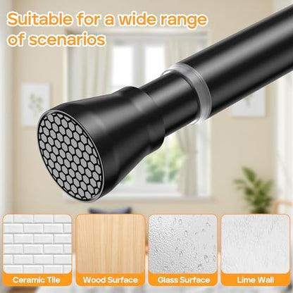 1P Black Tension Curtain Rod 45 to 77 Inch