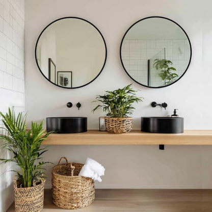 Sunniry Black Round Mirror 20 inch, 2 Pack Circle Mirror, Matte Metal Frame