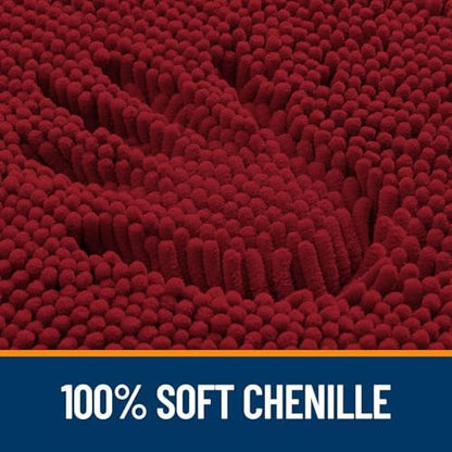 OLANLY Chenille Bathroom Rugs Mats Sets 2 Piece, 36"x24"+24"x20", Red