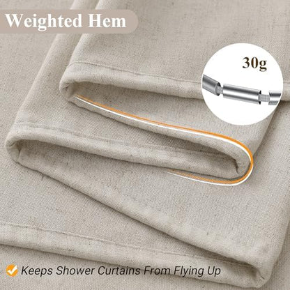 Naturoom Linen Shower Curtain 78 Inch Long for Bathroom Apricot 1 Panel
