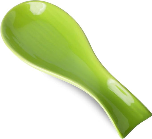 Hasense Spoon Rest for Stove Top, Large Ceramic Spoon Holder for Kitchen Counter, Cooking Utensil Rest for Spatula Ladle and Tong, Utensil Rest for Home and Coffee Bar, Housewarming Gift, Green