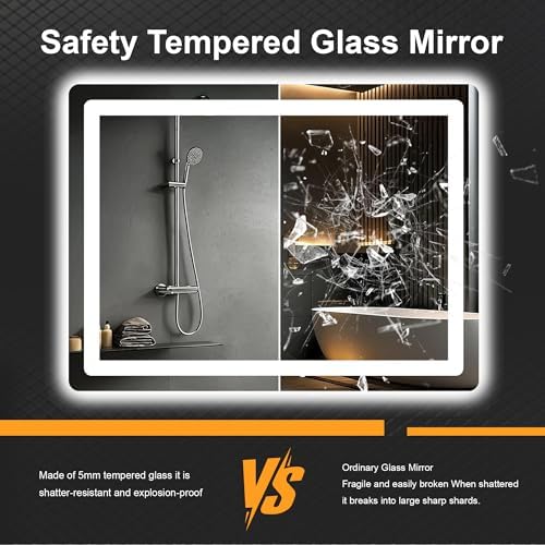 LED Bathroom Mirror with Lights, 24 x 32 Lighted Vanity Wall Mirror