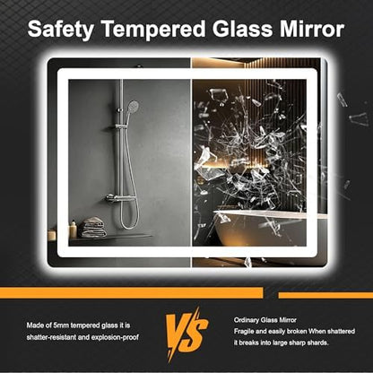 LED Bathroom Mirror with Lights, 24 x 32 Lighted Vanity Wall Mirror