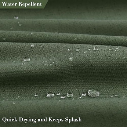 Nanspring Olive Green Boho Linen Shower Curtain for Bathroom Luxury Fancy Modern Rustic Fabric Shower Curtain Set with Hooks Farmhouse Hotel Style Bath Accessories Decor Water Repellent 72x72