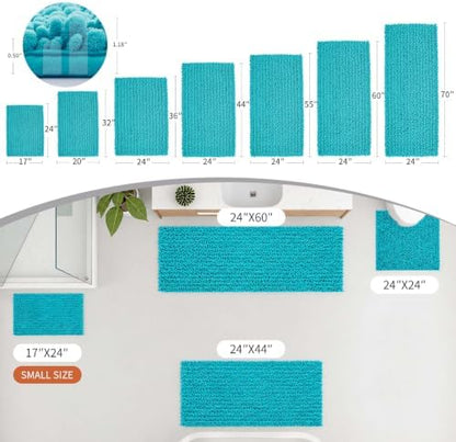 Disolla Teal Bath Mat 24x36 Inch - Luxury Chenille Bathroom Rug, Extra Soft Shaggy Plush Absorbent Mat, Non-Slip Washable Rug for Bathtub, Shower and Bedside