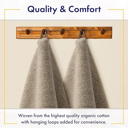 Alusa Home 100% Organic Luxury Bath Sheets - GOTS Certified - Extra Large 35x70 Inches (Pack of 2) Zero-Twist, Long-Staple Cotton Bath Sheet Set (Taupe)