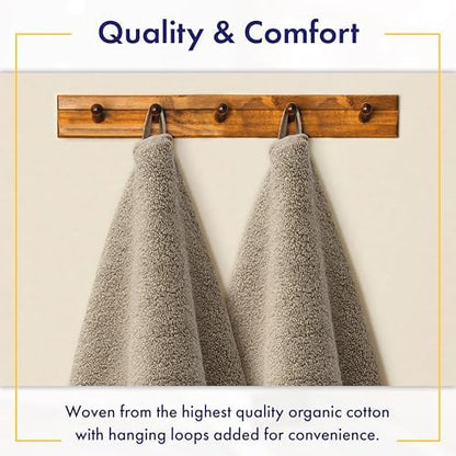 Alusa Home 100% Organic Zero-Twist Cotton Towels - GOTS Certified Luxury Bath Towels - Ultra Soft & Plush 700GSM Long-Staple Cotton - 6 Piece Towel Set (Taupe)