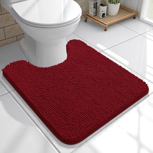 OLANLY Toilet Rugs U-Shaped 20x20, Soft Absorbent Chenille Contour Rugs