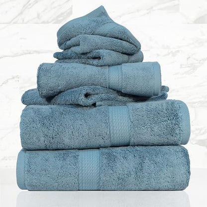 SUPERIOR Egyptian Cotton Ultra Plush & Absorbent, 6 Piece Set, Denim Blue