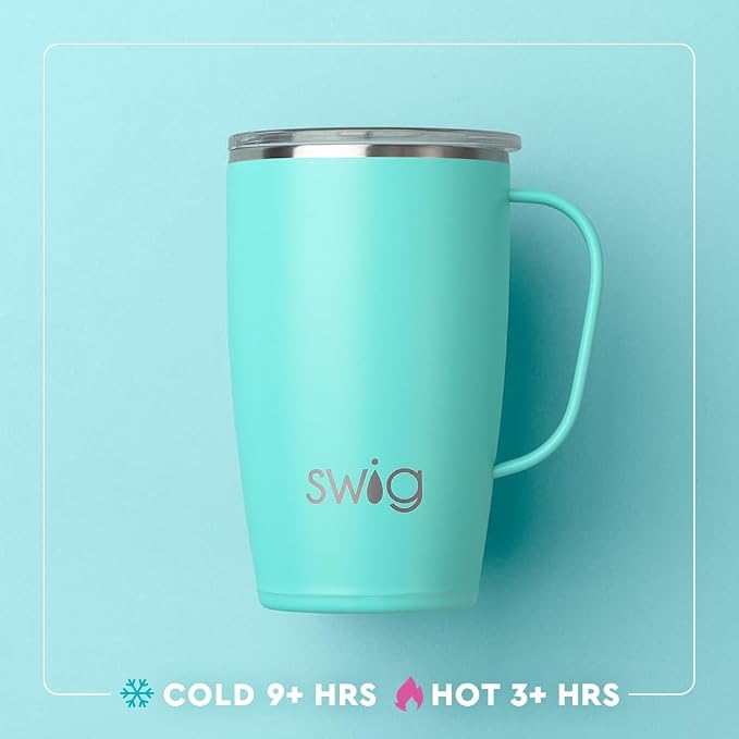 Swig Life 18oz Travel Mug, Insulated Tumbler with Handle and Lid, Cup Holder Friendly, Dishwasher Safe, Stainless Steel, Travel Coffee Cup (Hayride)