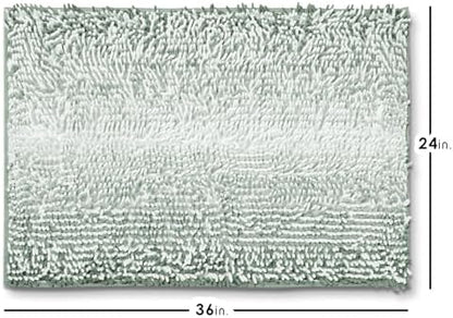 Hearth & Harbor Bathroom Rugs, Chenille Bath Mat - Machine Washable Bath Mats for Bathroom Non-Slip Backing Rubber, Quick Dry Bathroom Mat, 24 x 36 - Ombre Green