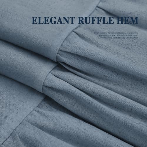 Farmhouse Shower Curtain Ruffle Linen Flax Blue Grey 72" W x 72" L