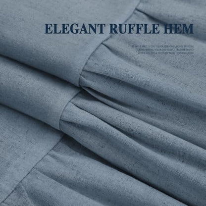 Farmhouse Shower Curtain Ruffle Linen Flax Blue Grey 72" W x 72" L
