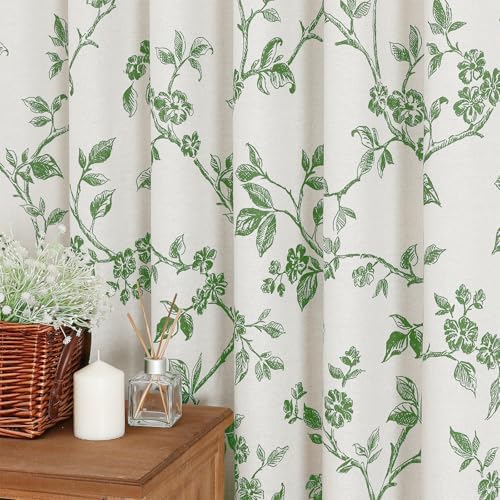 MitoVilla Green Cotton Floral Shower Curtain for Bathroom, 72 x 72