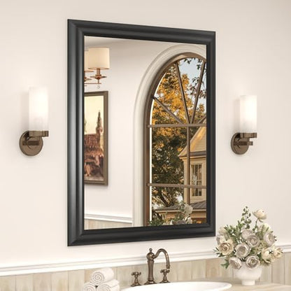 24x28 Inch Black Bathroom Mirror, Matte Black Vanity Mirror