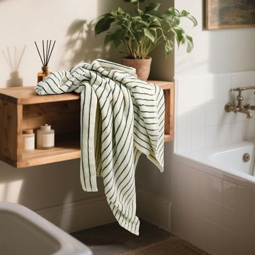 Jacquotha Green Striped Bath Towels Set of 2