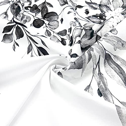 Gibelle Black Eucalyptus Shower Curtain, Watercolor Floral Print, 72x78
