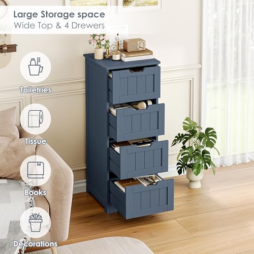 FOTOSOK Bathroom Storage Cabinet with 4 Drawers, Small Bathroom Cabinet
