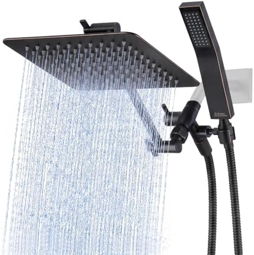 G-Promise All Metal 8" Rain Shower Head with Handheld for Bathroom Upgrade