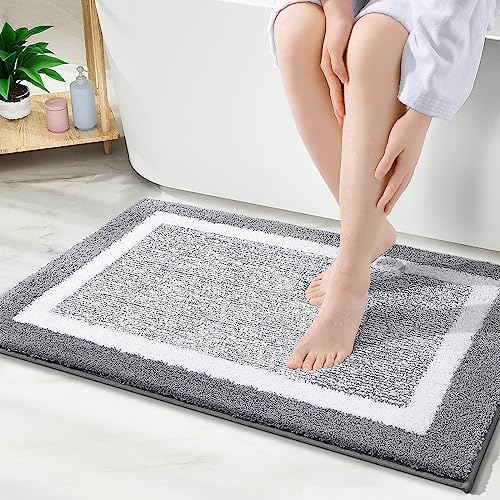 OLANLY Bathroom Rugs 30x20, Soft Absorbent Microfiber Bath Rugs, Grey