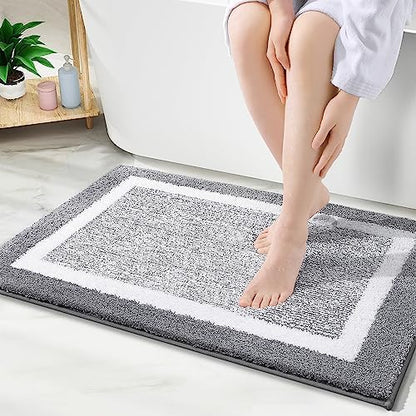 OLANLY Bathroom Rugs 30x20, Soft Absorbent Microfiber Bath Rugs, Grey