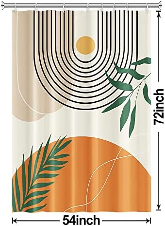 Mid Century Shower Curtain with Hook for Bathroom 54x72 Inch