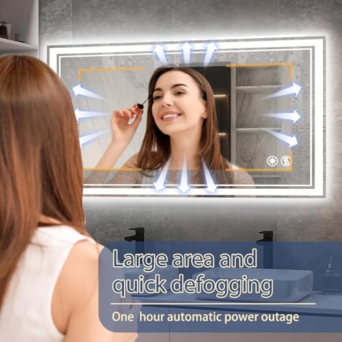 48“ x 28 Bathroom Mirror, LED Mirror for Bathroom, Fogless