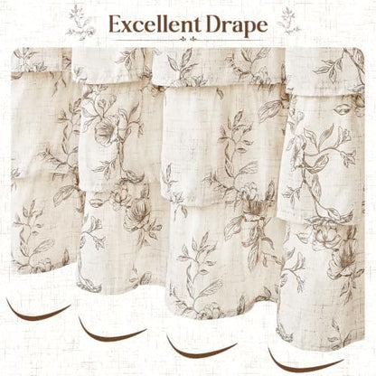 Long Farmhouse Floral Shower Curtain, Ruffle Bathroom Curtains, 72"Wx78"L