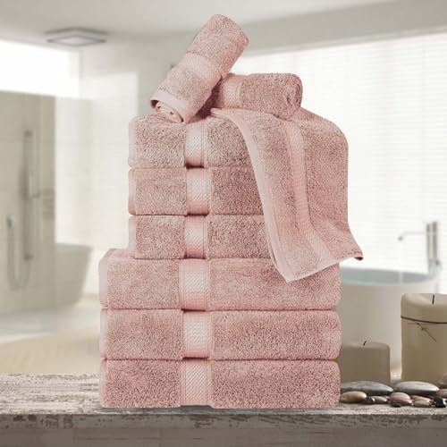 Superior Egyptian Cotton 800 GSM Plush Absorbent, 9 Piece Set, Muted Mauve