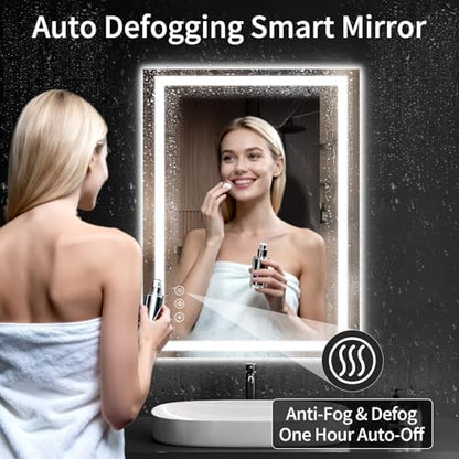 30"x38" Lighted LED Bathroom Mirror with Lights,Dimmable，Anti-Fog,Led Bathroom Vanity Mirror for Wall,Backlit + Front Lit,3 Colors,Memory Function,Shatter-Proof,Tempered Glass,Lighted Mirror
