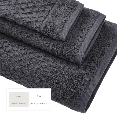 Great Bay Home Hand Towels - 100% Cotton 6 Pack 26x16 Hand Towel Set - Absorbent, Durable, Quick-Dry Towels for Bathroom (Stone Blue)