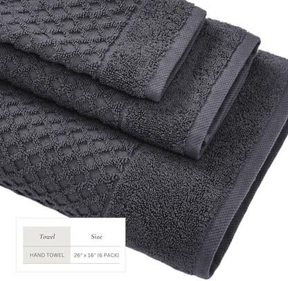 Great Bay Home Hand Towels - 100% Cotton 6 Pack 26x16 Hand Towel Set - Absorbent, Durable, Quick-Dry Towels for Bathroom (Stone Blue)