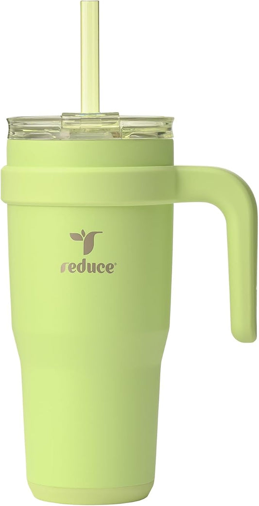 REDUCE 24 oz Stainless Steel Tumbler with Handle - Dual-Wall Vacuum Insulated Travel Mug, Sweat-Proof Lid & Reusable Straw - Keeps Drinks Cold for 24 Hrs, Fits Cupholders, Dishwasher Safe - Mojito