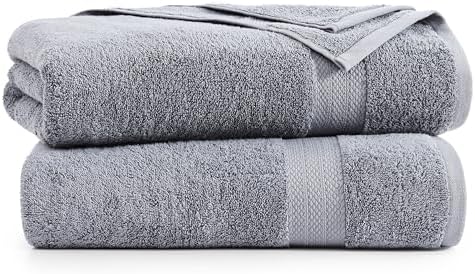 LANE LINEN Bath Sheets 100% Cotton 2 Pack Oversized Soft - Grey