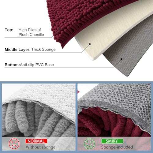 Smiry Bathroom Rugs 44X32, Luxury Chenille Extra Soft Absorbent Bath Mat