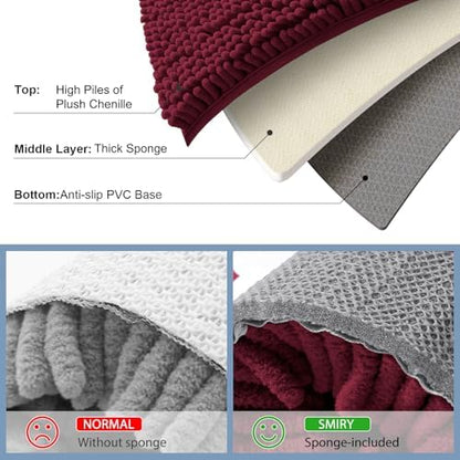 Smiry Bathroom Rugs 44X32, Luxury Chenille Extra Soft Absorbent Bath Mat