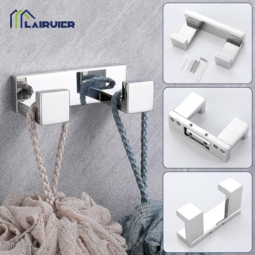 Lairuier Polished Chrome Bathroom Hardware Accessories, 4PCS Towel Bar Set