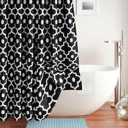 Fabric Modern Extra Long Shower Curtains for Bathroom-Black and White