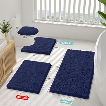 Smiry Bathroom Rugs 48X32, Luxury Chenille Extra Soft Absorbent Bath Mat