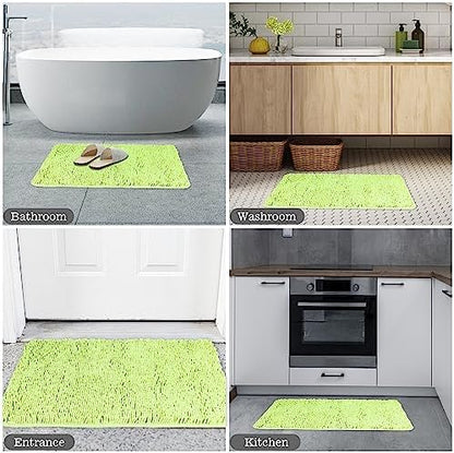 Yeaban Chenille Apple Green Bathroom Rug 20"x32", Non-Slip Rubber Backing