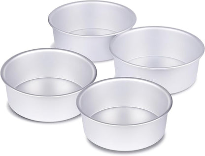 4 x 2 inch Round Cake Pan Set of 4, Aluminum Baking Pans for Mini Cakes, Heavy Duty Non-Stick, Evenly Baking Tools for Home Kitchen, Birthday Wedding Anniversary