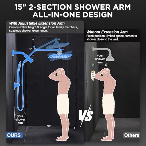 Veken Starlight 11.8" High Pressure Shower Head with Handheld, Easy Install