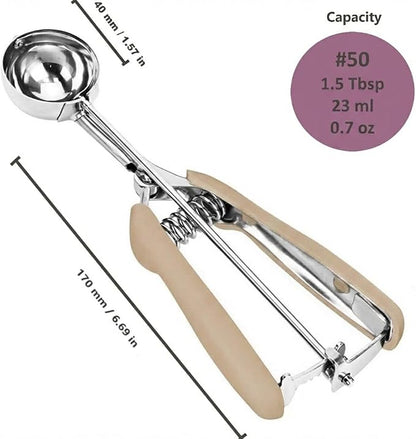 Ice Cream Scoop, 18/8 Stainless Steel Cookie Scoop, Cookie Scoops for Baking, 1.5 Tbsp/ 23ml/ 0.7 oz Cookie Dough Scoop, Ice Cream Scooper with Trigger Release, Cookie Scooper for Baking (#50 Brown)